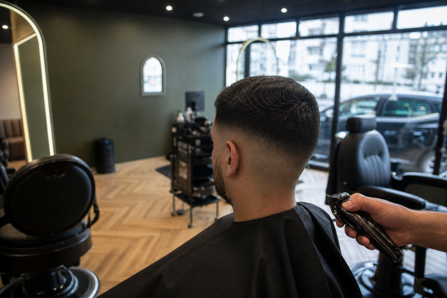Après : dégradé à blanc chez Rituel Barber